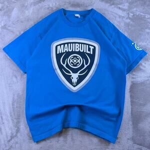 Vintage Y2K Maui Built Surf T-Shirt Men’s Large Blue Beach Graphic Tee